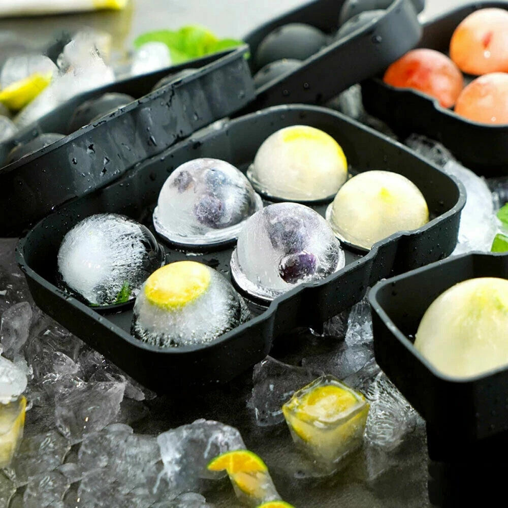 1x Big Sphere Round Silicone Ice Cube Tray 6 Large Ball Maker Whiskey Mould