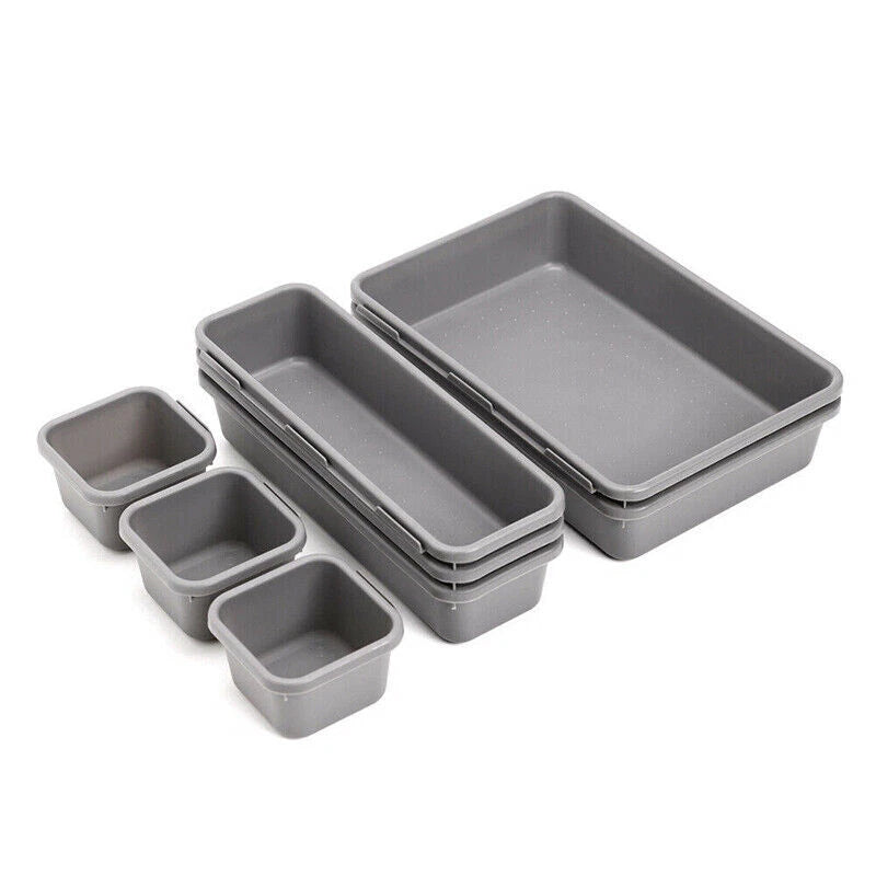 Cutlery Storage Tray Organizer Box Office Home Kitchen 8pcs Drawer Desk Set