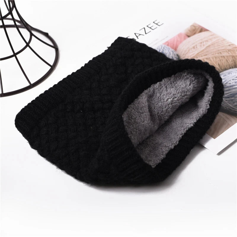 Winter Knitted Scarf Thermal Warm Thicken Chunky Neck Warmer Tube Black