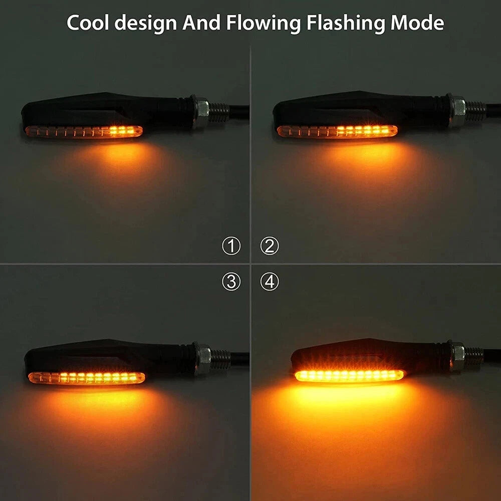 4X Flowing Water Light Amber Blinker Lamp Motorcycle Indicators LED Turn Signal
