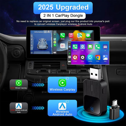 USB Car Dongle Adapter Android Auto Carplay Wired to Wireless Adapter