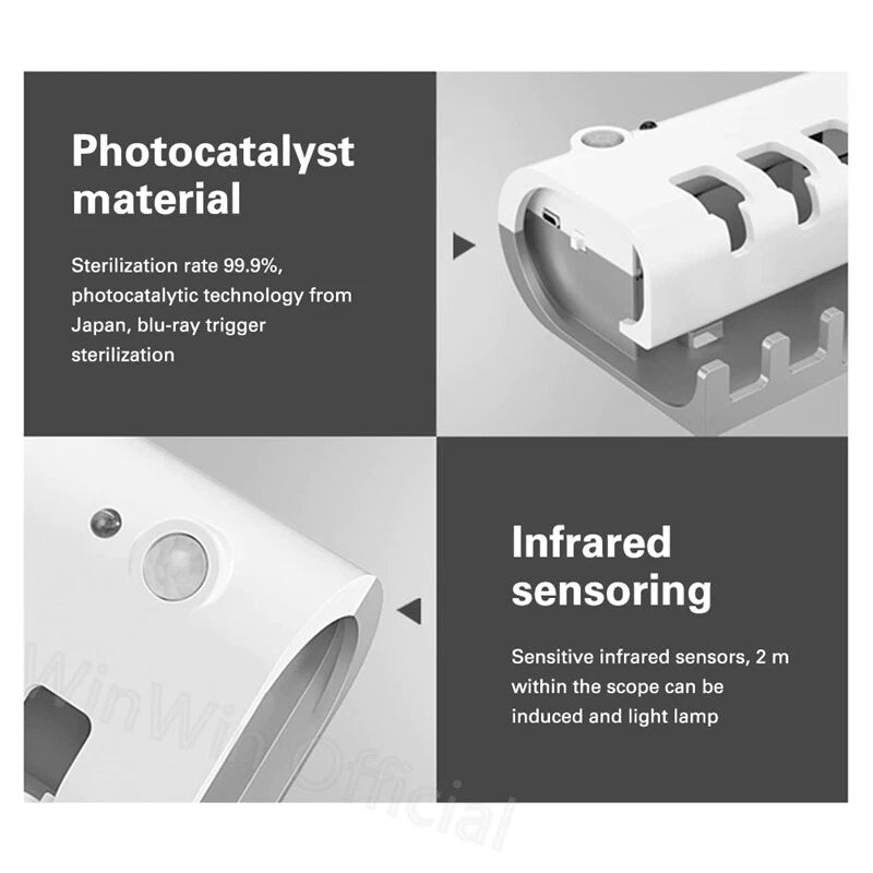 Automatic Toothpaste Dispenser Toothbrush Holder UV Steriliser Squeezer White