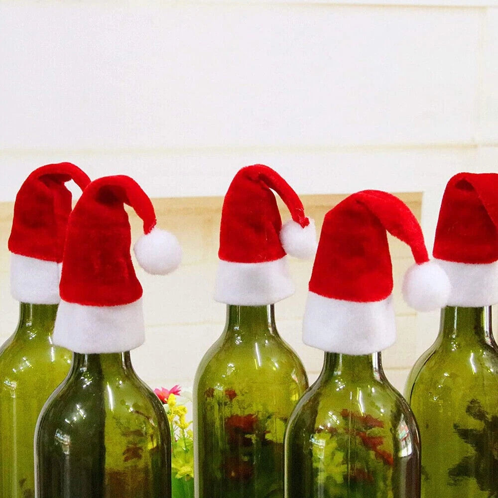 30x Christmas Fork Holder Decoration Red Hat Santa Cutlery Christmas Knife Bag