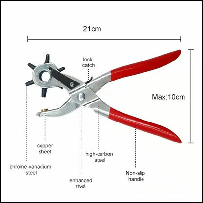 Leather Belt Eyelet Hole Punch 2-4.5mm Revolving Puncher Plier Craft Tool