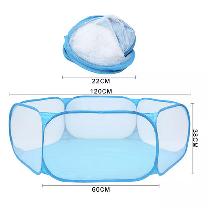 Portable Pet Cage Tent Exercise Animal Playpen Fence Pop-Up Yard Blue