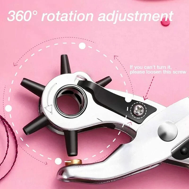 Leather Belt Eyelet Hole Punch 2-4.5mm Revolving Puncher Plier Craft Tool