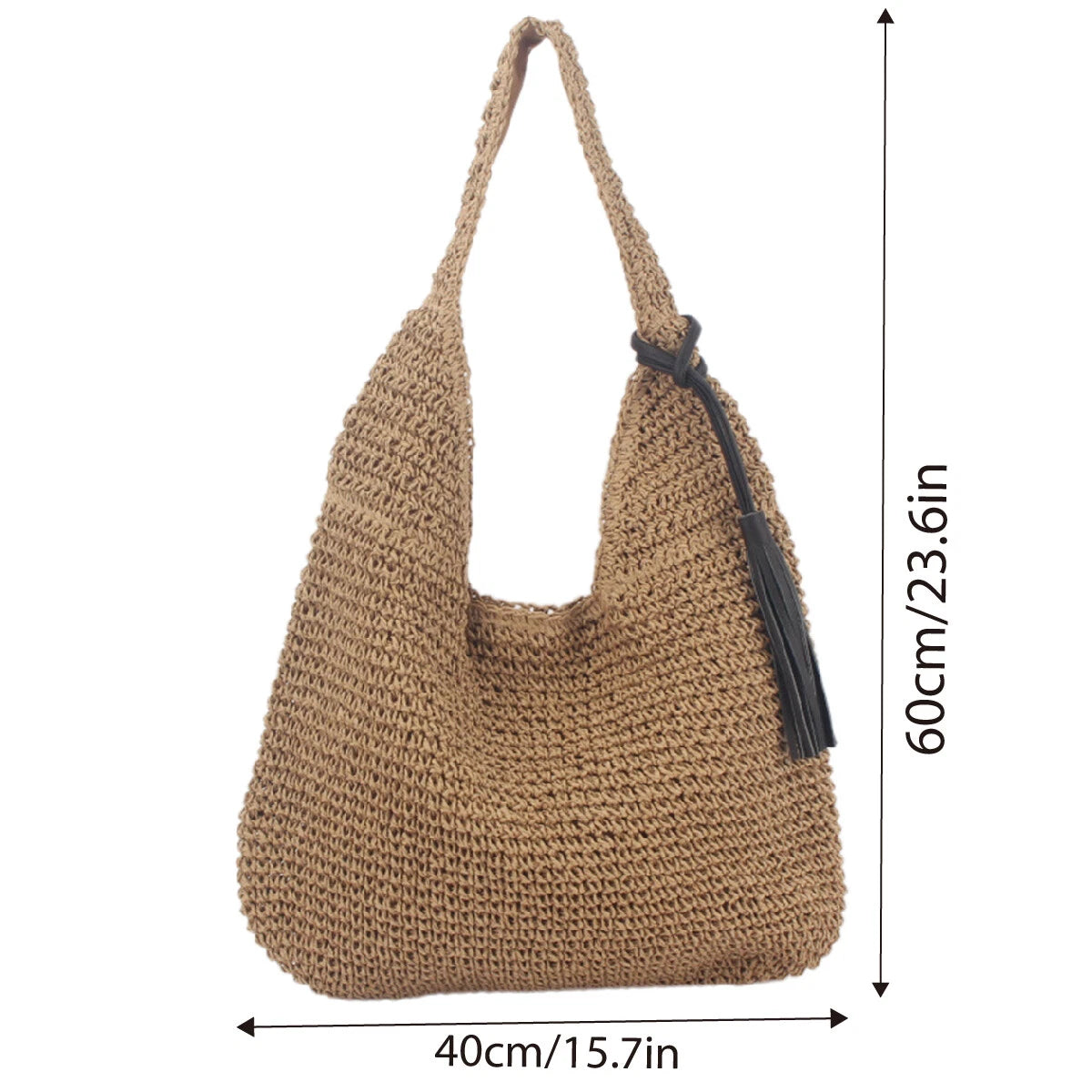 Straw Woven Basket Handbag Large Capacity Shoulder Bag Women Beach Bag Tote Bag