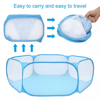 Portable Pet Cage Tent Exercise Animal Playpen Fence Pop-Up Yard Blue