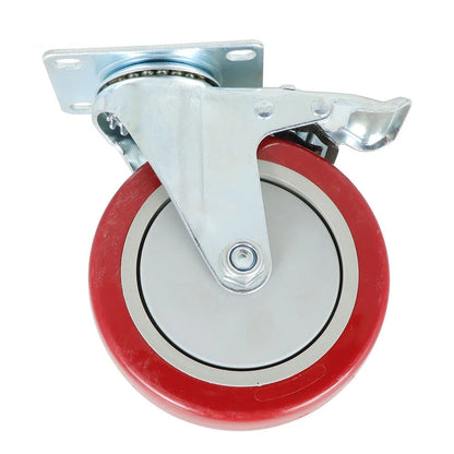 4Pcs Heavy Duty Swivel Castor 125mm Red Caster Wheel Furniture Trolley Brake