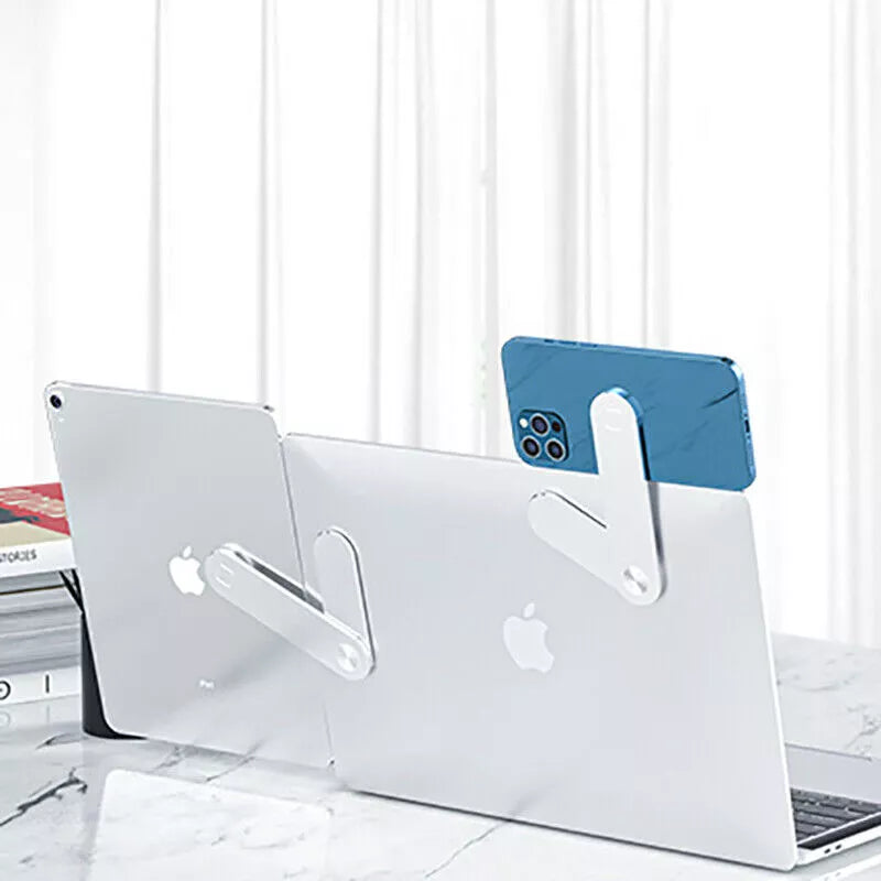 Laptop Side Mount Clip Portable Adjustable Magnetic Phone Computer Holder Silver
