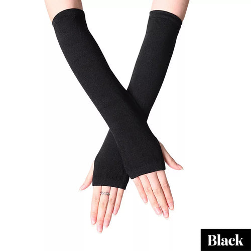 Winter Long Knitted Fingerless Gloves Wrist Arm Hand Warmer Women Mitten