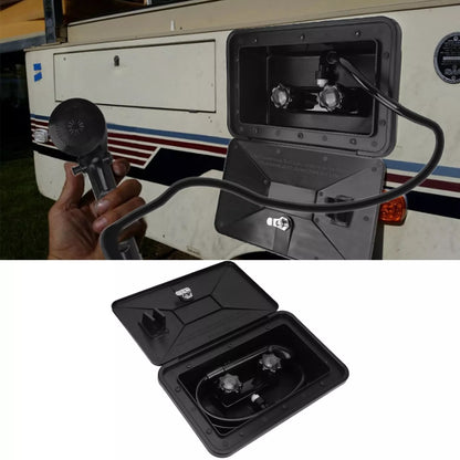 Caravan Camper Trailer Boat RV External Shower Box Kit Faucet Black Outdoor