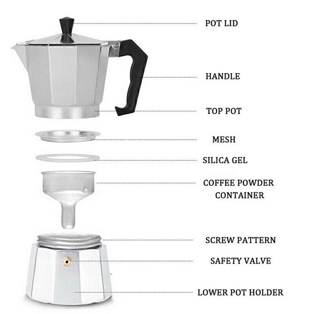 600ML Espresso Coffee Latte Pot Stove Top Italian Coffee Maker Moka Pot