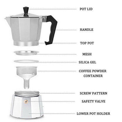 600ML Espresso Coffee Latte Pot Stove Top Italian Coffee Maker Moka Pot