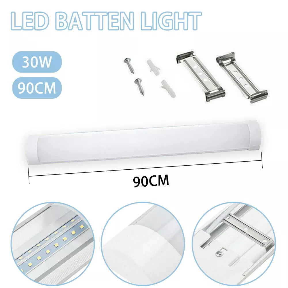 90CM Linear Fluro Fluorescent LED Slim Ceiling Batten Tube Light 6500K