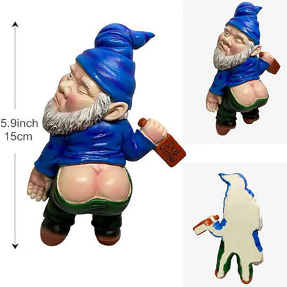 Gnome Decor Yard Patio Ornament Funny Drunk Dwarf Garden Rude Passed Out Statue