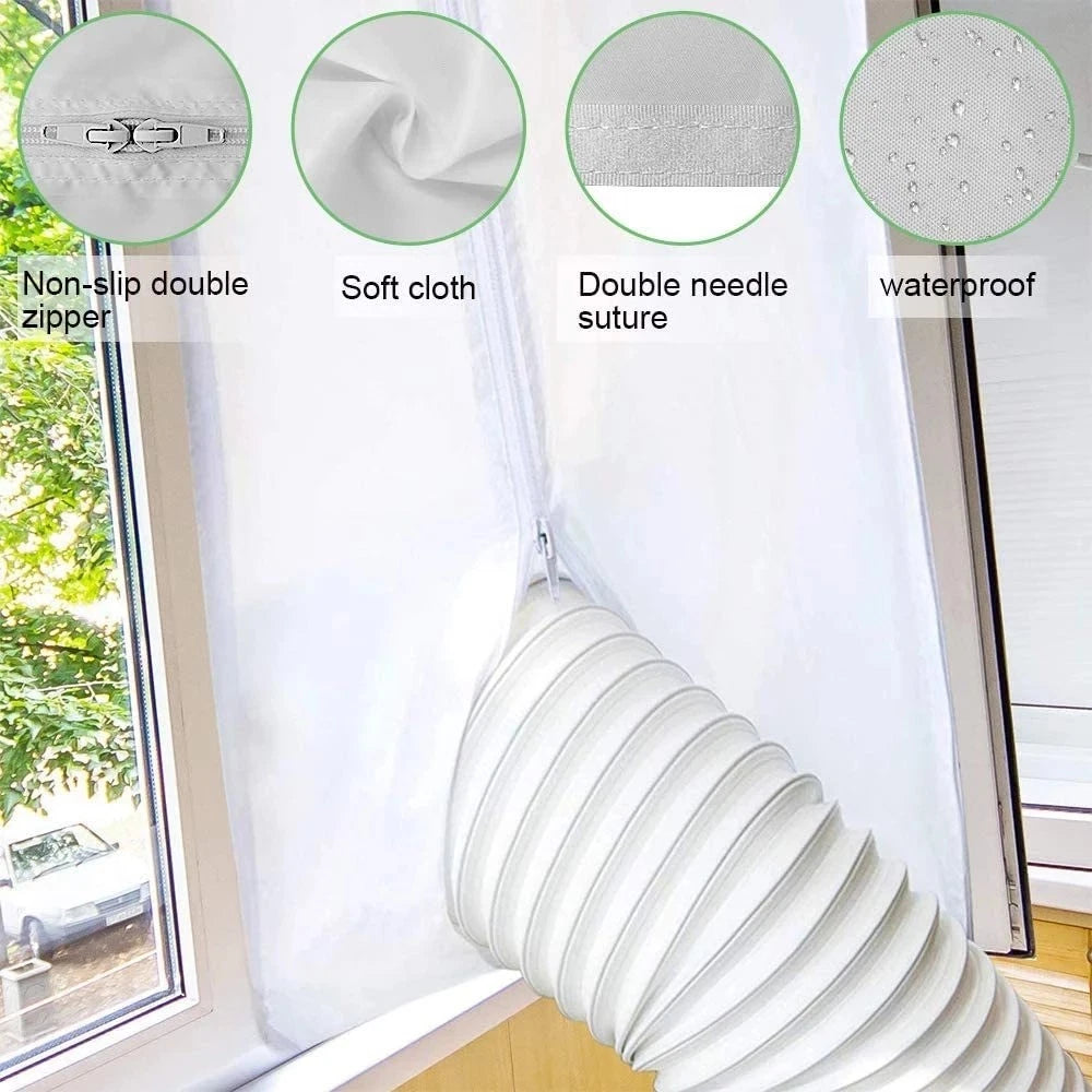 Sealing Cloth 4M Portable Air Conditioner Window Seal Vent Kit 2 Zippers
