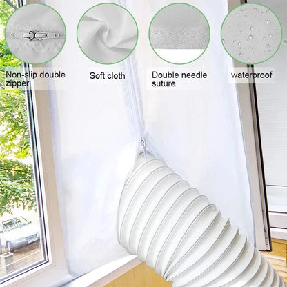 Sealing Cloth 4M Portable Air Conditioner Window Seal Vent Kit 2 Zippers