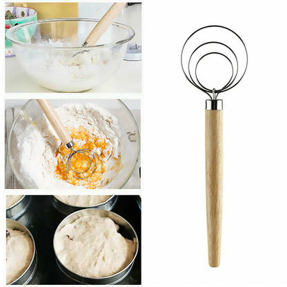 2PCS Artisan Bread Mixing Baking Danish Dough Stainless Steel Wire Whisk Mixer