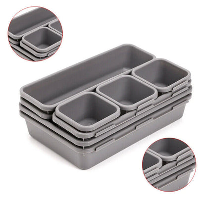 Cutlery Storage Tray Organizer Box Office Home Kitchen 8pcs Drawer Desk Set