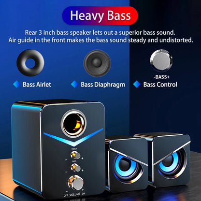 PC Desktop Laptop TV Subwoofer System Wired Bluetooth Computer Speaker