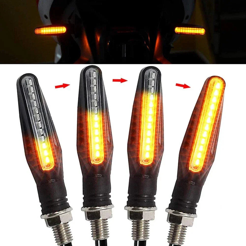 4X Flowing Water Light Amber Blinker Lamp Motorcycle Indicators LED Turn Signal