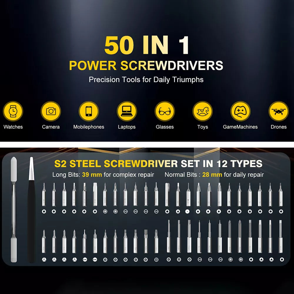 Power Precision Electric Screwdriver 50-IN-1 Set Cordless Mini Repair Tool Kit