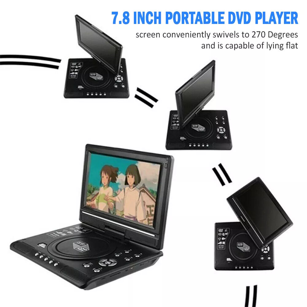 Swivel Screen 7.8 Inch Portable DVD Player CD, DVD, VCD, All Regions Playback