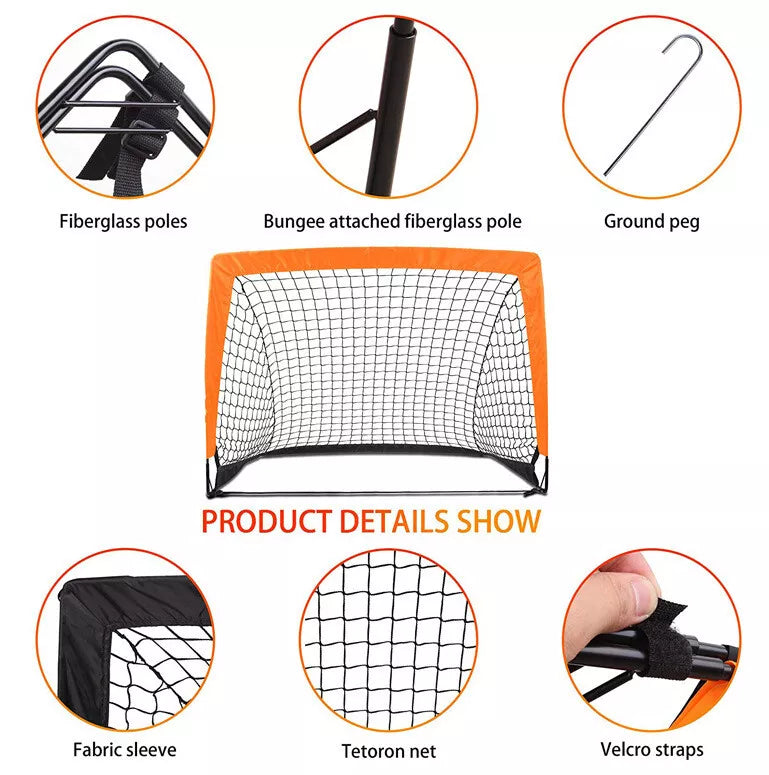 Portable Football Goal Post Set Soccer Goal Net Kids Outdoor Training Practice
