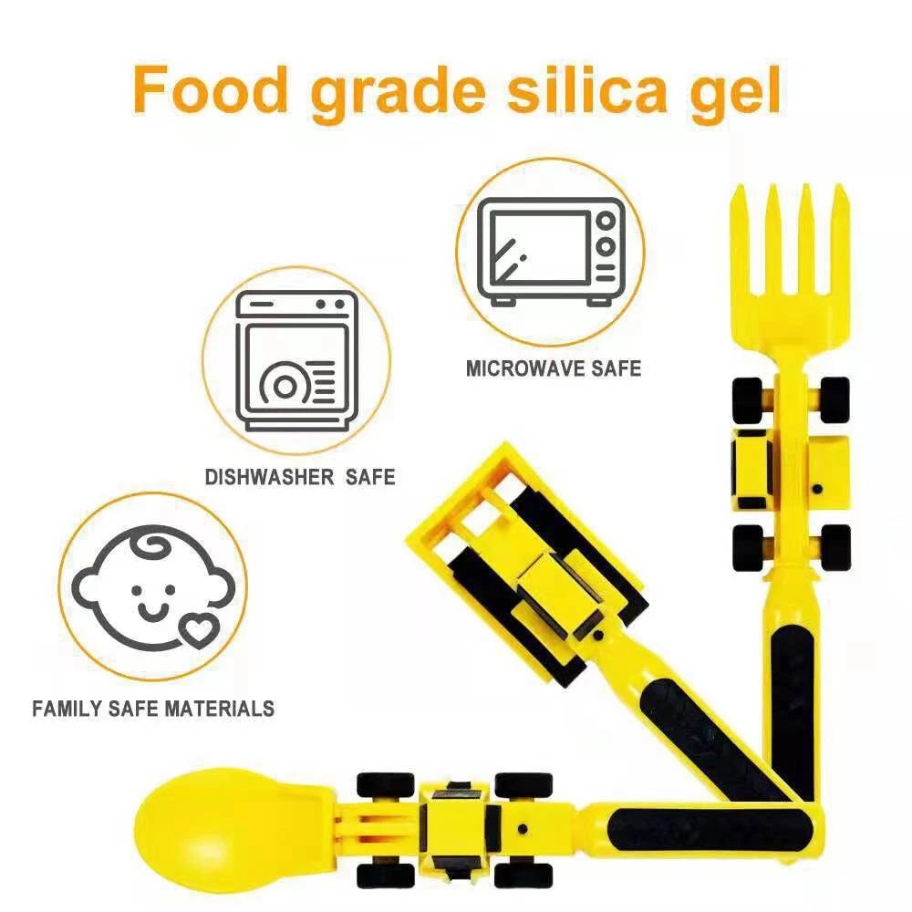 Construction Themed Plate Set Constructive Eating Heavy Equipment Utensils
