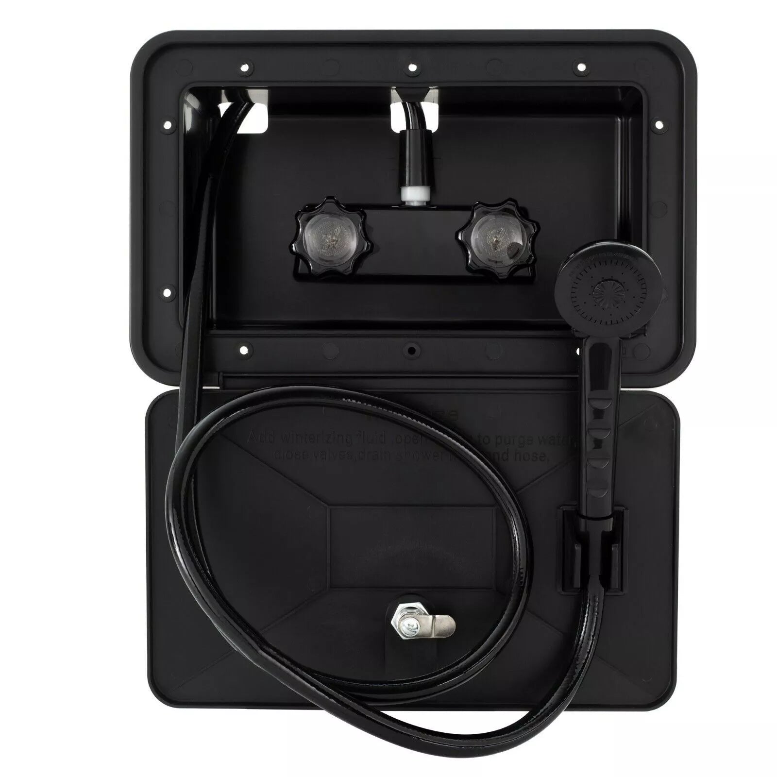 Caravan Camper Trailer Boat RV External Shower Box Kit Faucet Black Outdoor
