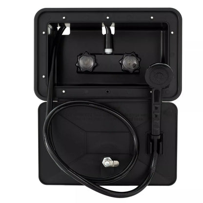 Caravan Camper Trailer Boat RV External Shower Box Kit Faucet Black Outdoor