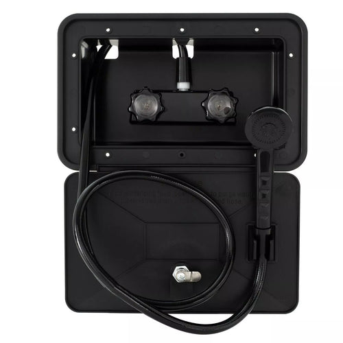 Caravan Camper Trailer Boat RV External Shower Box Kit Faucet Black Outdoor