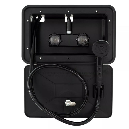 Caravan Camper Trailer Boat RV External Shower Box Kit Faucet Black Outdoor