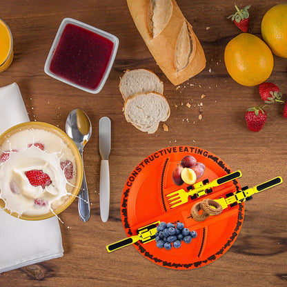 Construction Themed Plate Set Constructive Eating Heavy Equipment Utensils