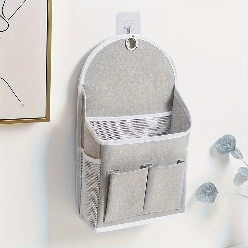 Pouch Book Holder Phone Pocket Home Organiser Wall Hanging Storage Bag Hook Grey