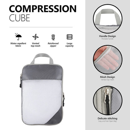 6Pcs Expandable Storage Travel Luggage Bags Compression Packing Cubes Gray