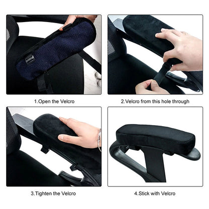 2PCS Elbow Arm Rest Pad Memory Foam Cushions Support Cover Chair Armrest