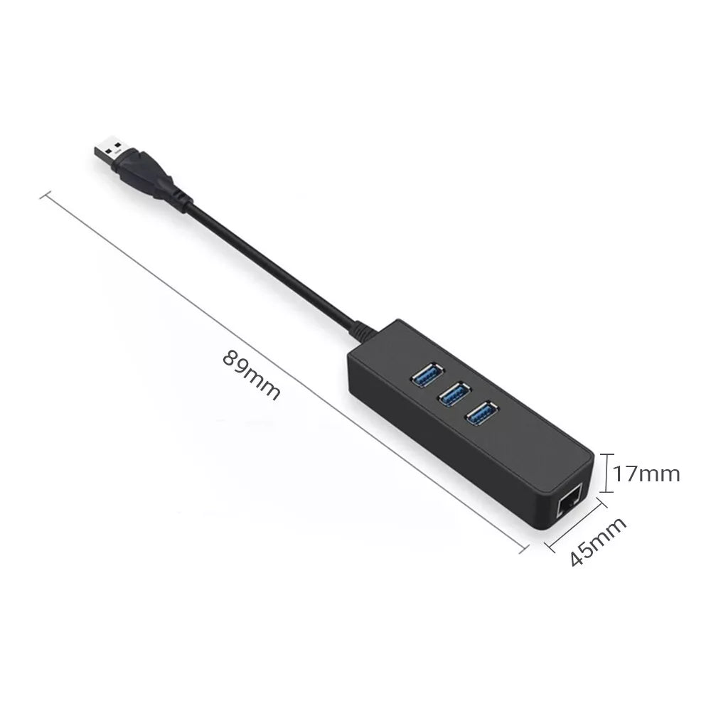 RJ45 Ethernet Adapter 1000mbps to PC MAC Laptop USB 3.0 HUB 3 Port