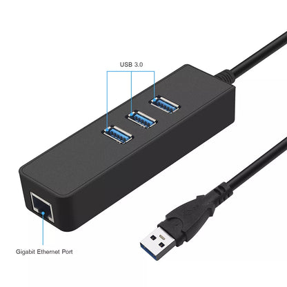RJ45 Ethernet Adapter 1000mbps to PC MAC Laptop USB 3.0 HUB 3 Port