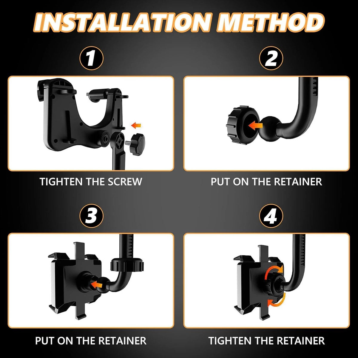 360° Rotatable Retractable Rearview Mirror Multifunctional Car Phone Holder