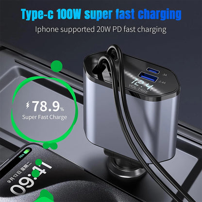 iPhone Android Fast Charging Car Phone Adapter USB Type C Cable Car Charger
