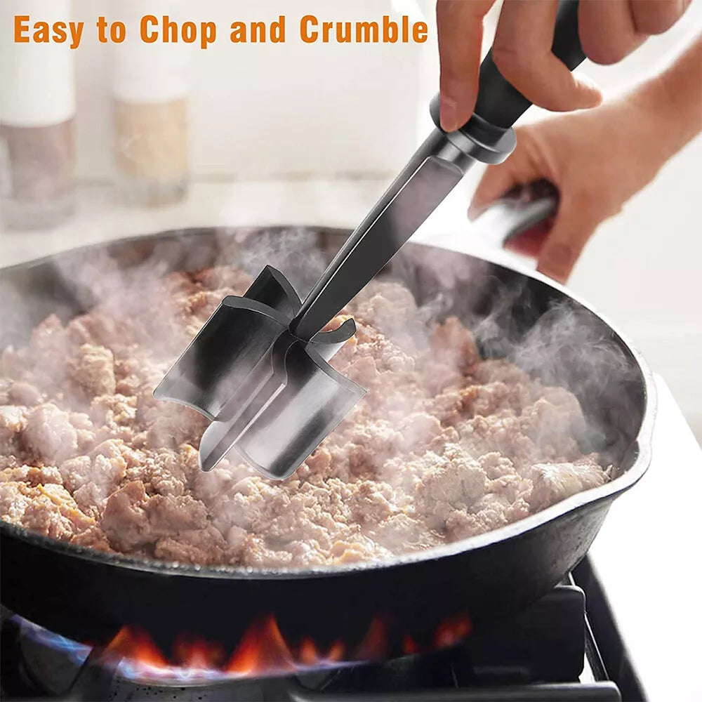 Heat Resistant Meat Masher Hamburger Ground Beef Masher Chopper Black