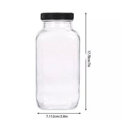 6PCS Refillable Empty Water Drink Bottles 500ML Clear Glass Juice Water Bottles