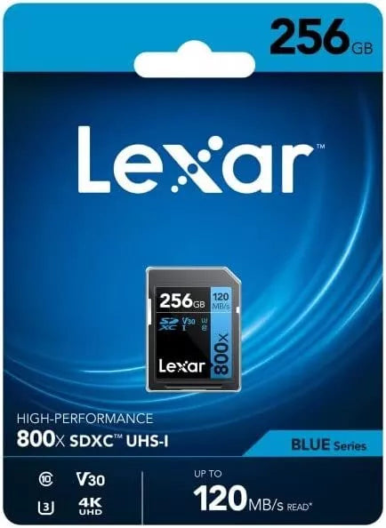 SD Card Lexar 256GB Professional High-Performance 800x SDXC UHS-I DSLR Cameras