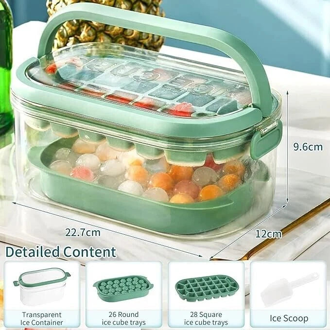 54 Grids Ice Cube Tray Scoop Set 4 in 1 Ice Cube Mould Storage Box Lid