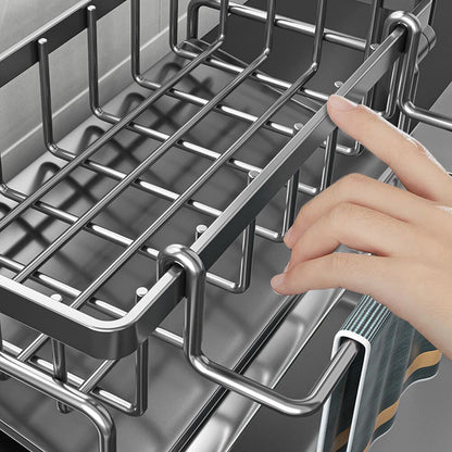 Sponge Soap Brush Steel Holder Kitchen Sink Drain Caddy Rack Storage Organizer