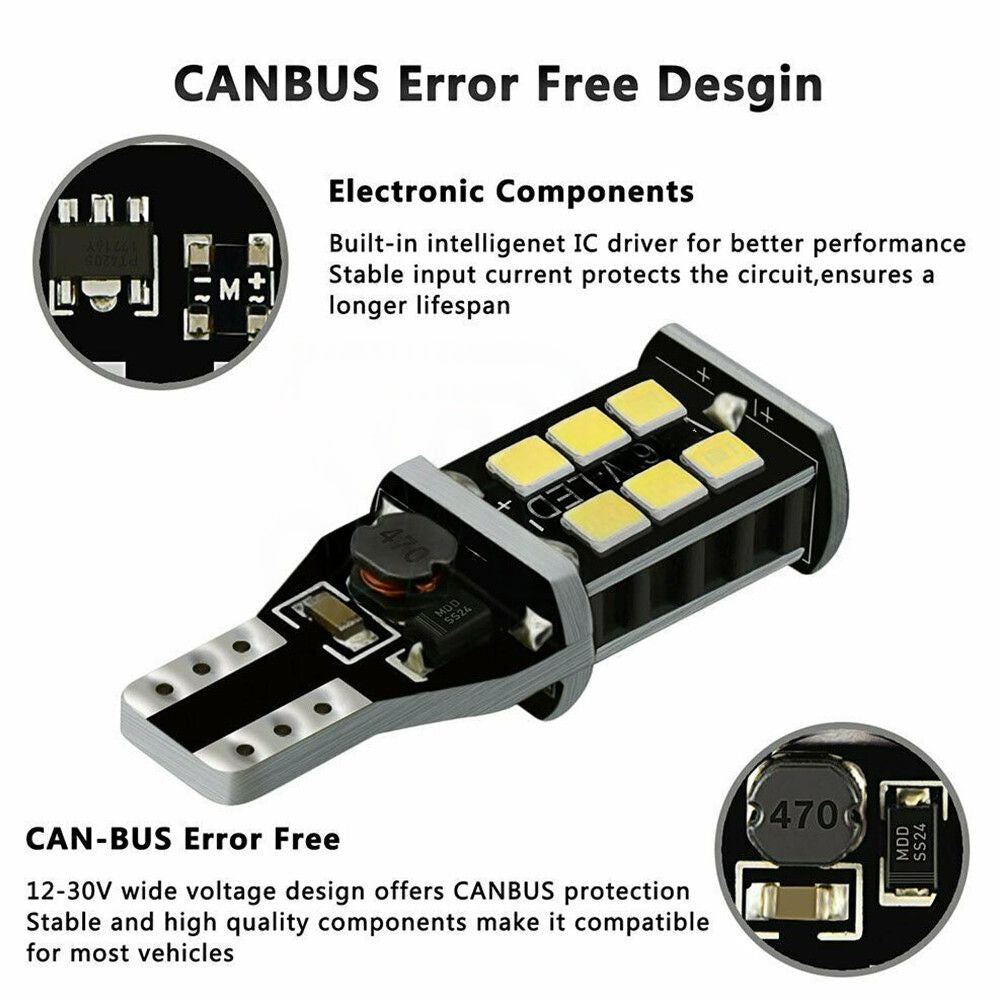 4x Parker Wedge Bulb Canbus Error Free 800 Lumens T15 LED Light Bright White