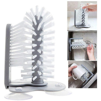 Glass Cup Brush Suction Cup Sink Water Bottle Cleaning Brush Kitchen Tool