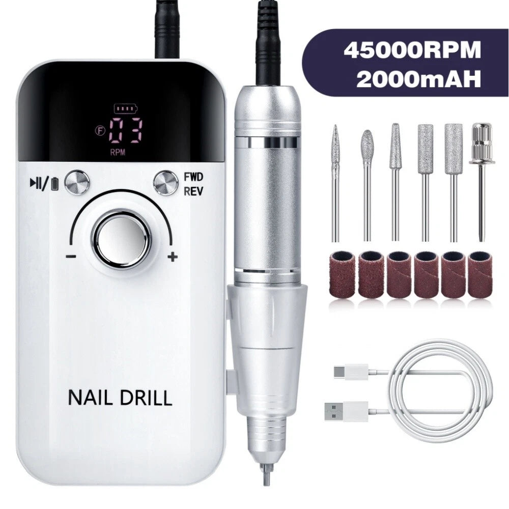 Professional Portable Nail 45000RPM Rechargeable Electric Nail Drill Machine